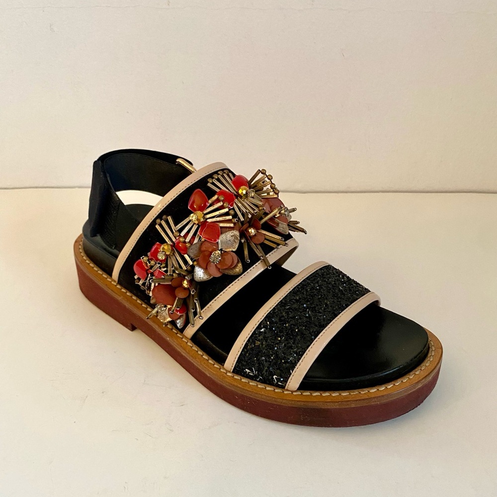 MARNI LIMITED EDITION FUSSBETT BLACK GLITTER BEADED SANDAL - Picture 3 of 13
